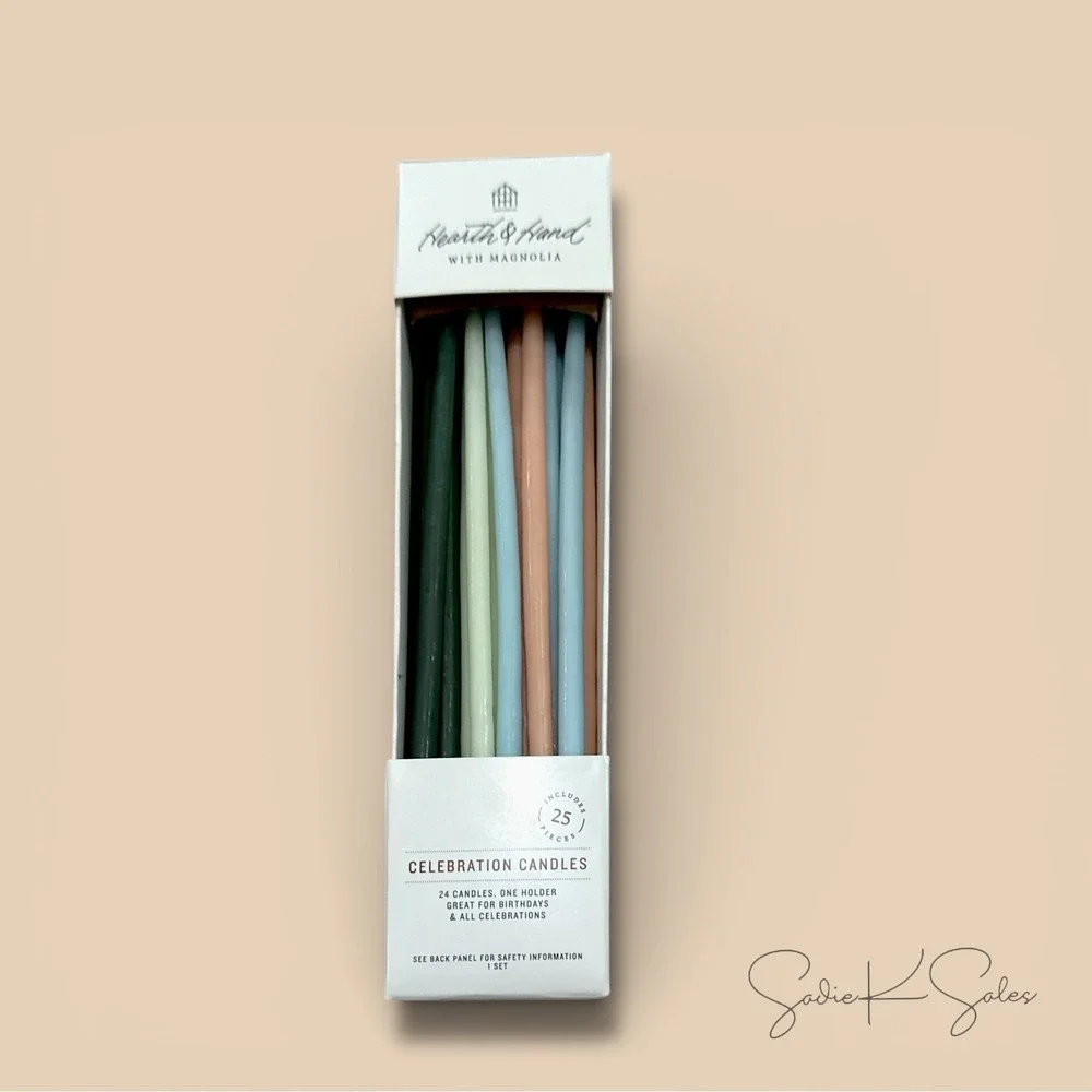 25pc Mini Taper Wishing Candles with Ceramic Holder – Hearth & Hand‎ Magnolia